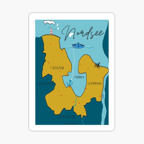 Map Nordsee Norddeutschland Sticker