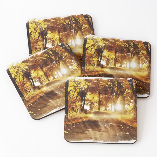 Item preview, Lonely Autumn Road through the forest watercolor artwork | Most Beautiful Places on Earth designed and sold by Naumovski.