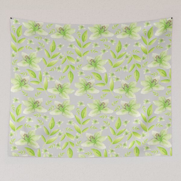 Item preview, Green Watercolour Lilies Pattern designed and sold by sunandsnowglobe.