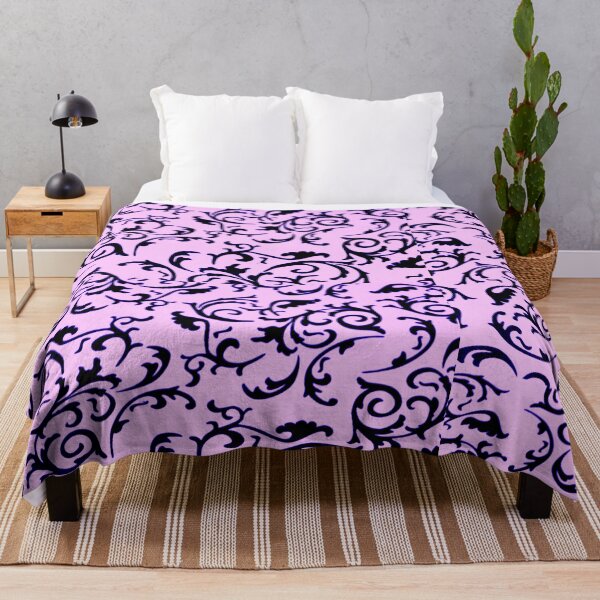 Item preview, ARABIATA 10 bis patterns pink black Morocco Essaouira flowers leaves design arabesques scrolls decor designed and sold by dragonemma.