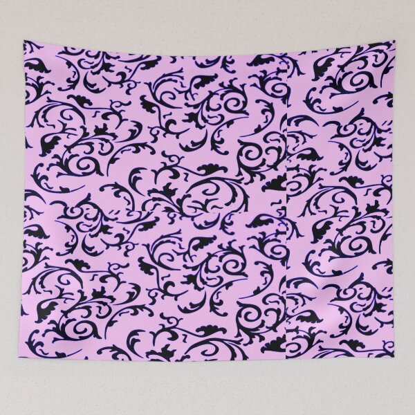 Item preview, ARABIATA 10 bis patterns pink black Morocco Essaouira flowers leaves design arabesques scrolls decor designed and sold by dragonemma.