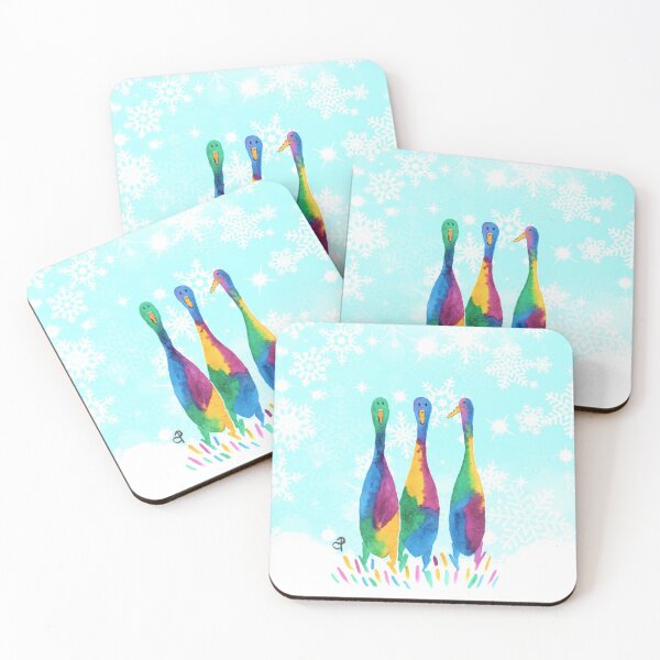 Item preview, Festive Runner Ducks with Winter Snowflakes designed and sold by ArtbyCathyUK.