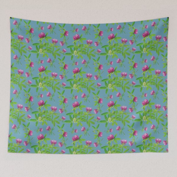 Item preview, Red clovers on a dark teal background seamless pattern designed and sold by Amalus-files.