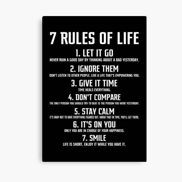 7 Rules of Life Canvas Print
