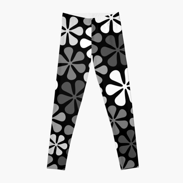 Abstract Flowers Monochrome Leggings