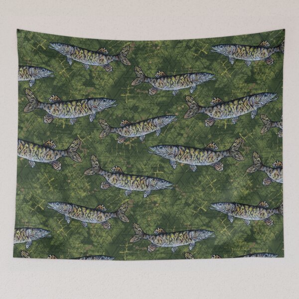 Item preview, Musky Fish Green Camo Pattern designed and sold by Michelebuttons.