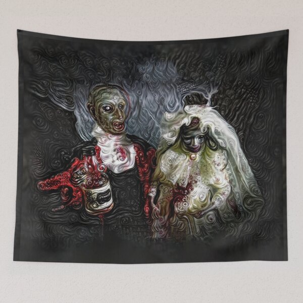 Item preview, Zombie Groom and Zombie Bride at Their Wedding | Creepy Couples Goals Couple Goals Relationship Goals Zombie Halloween Lover Holiday Idea designed and sold by triciakitty.