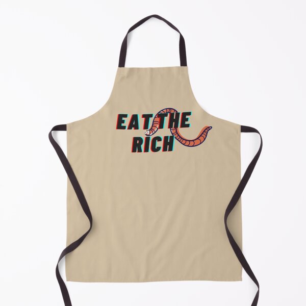 Item preview, Eat the Rich Googly eyed Brown Worm on Black and Red Glitch Text designed and sold by BloompodDesigns.