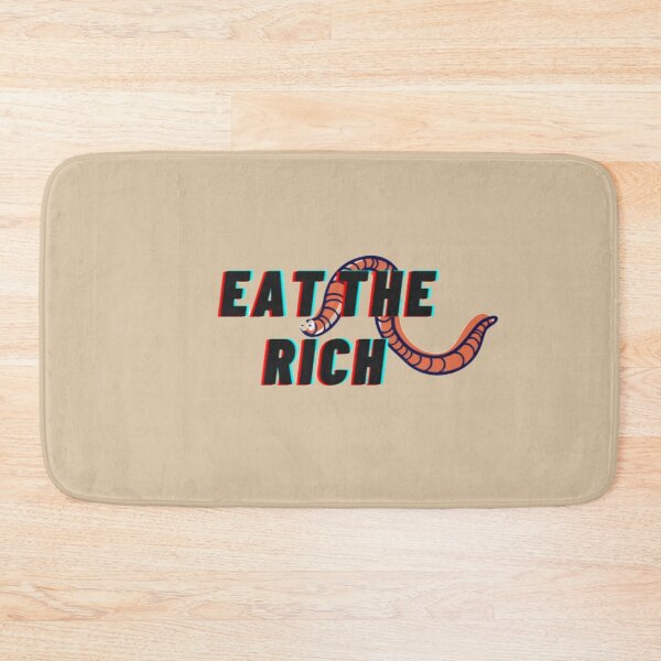 Item preview, Eat the Rich Googly eyed Brown Worm on Black and Red Glitch Text  designed and sold by BloompodDesigns.