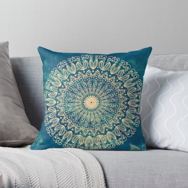 Blaue Bio Boho Mandala Dekokissen