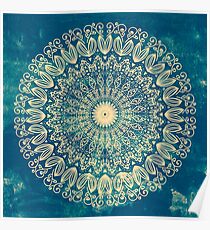 Blaue Bio Boho Mandala Poster