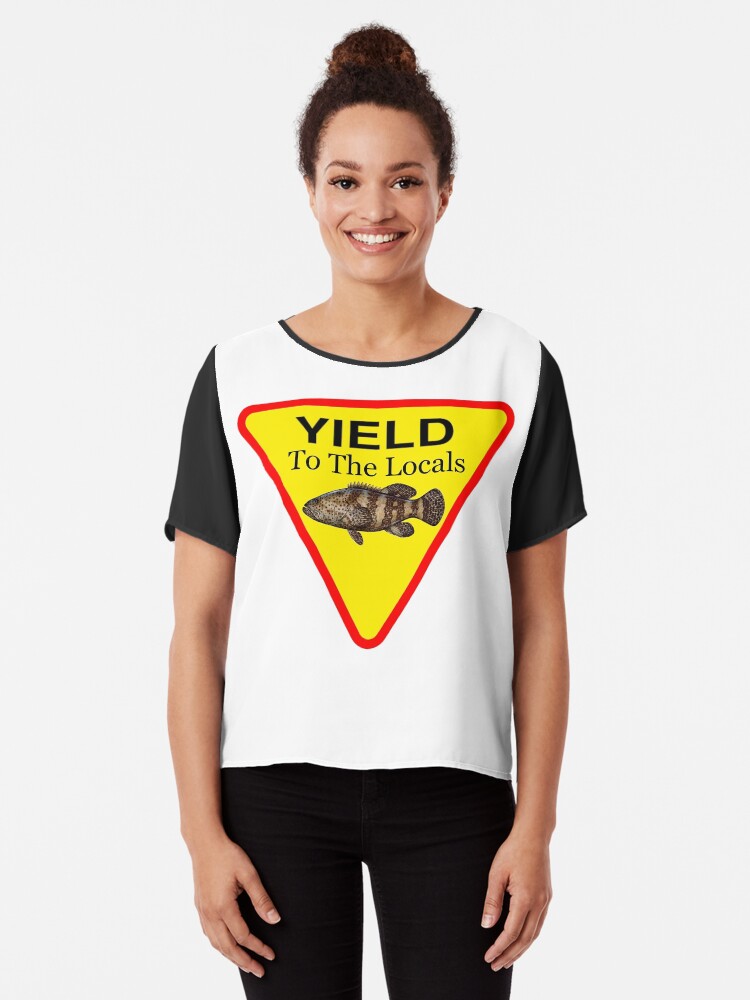 Thumbnail 1 of 6, Chiffon Top, Yield to the Locals Goliath Grouper in The Florida Keys designed and sold by KeysTreasures.