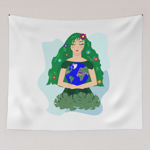 Item preview, Mother earth with green hair holding the planet between her arms  designed and sold by SGS-.