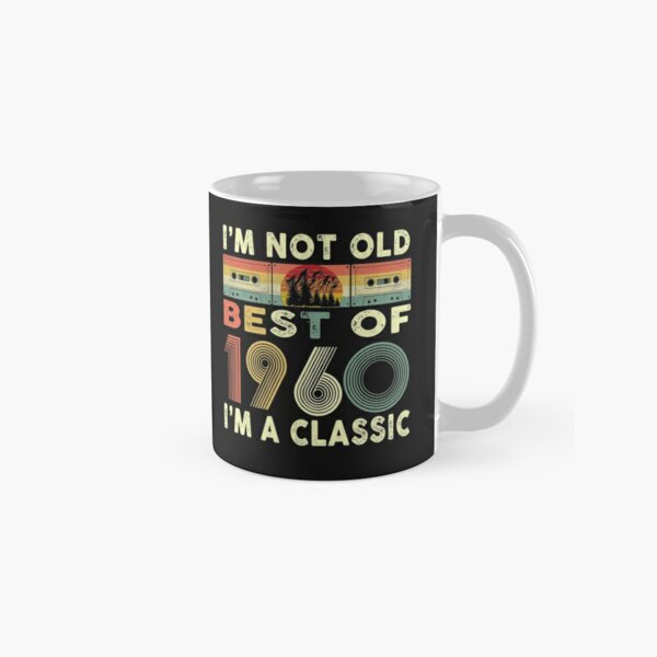 Funny 60 Years Old Fishing Tackle Motif for 60th Birthday CERAMIC Coffee Tea MUG 