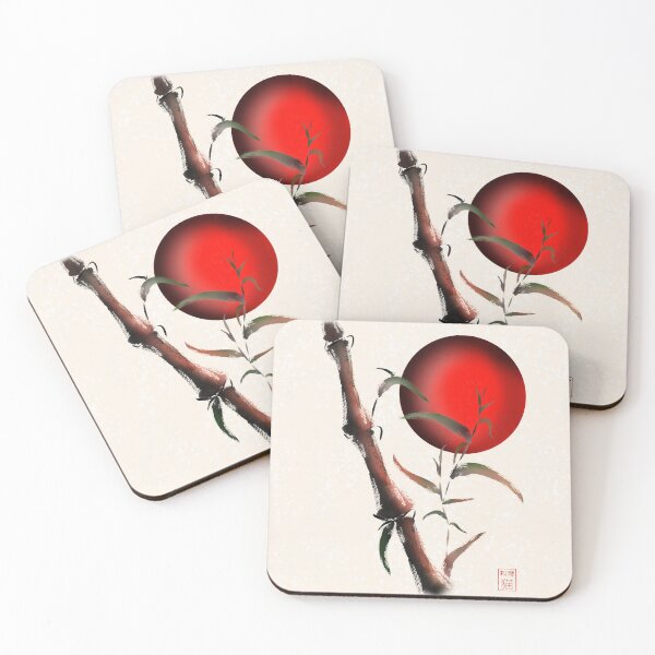Item preview, Sumi-e bamboo with a red rising sun designed and sold by CuisineCat.