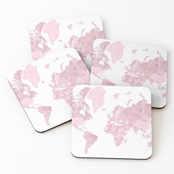 Item preview, Pink watercolor world map, Melit designed and sold by blursbyai.