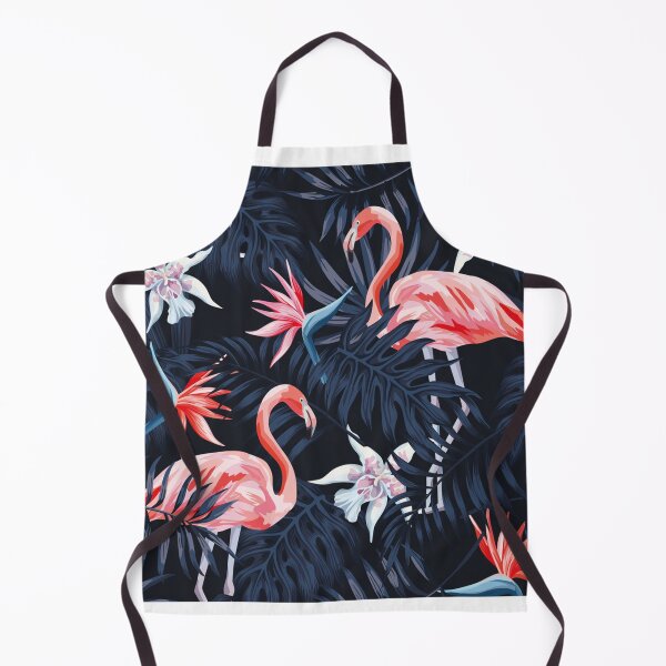 Item preview, Tropical birds pink flamingo exotic flowers bird of paradise dark blue palm leaves black background seamless t-shirt designed and sold by bestdesigns2020.