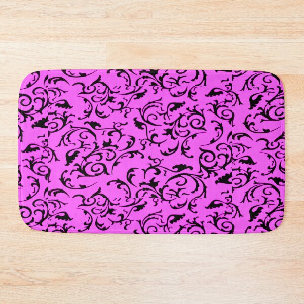 Item preview, ARABIATA 9 bis patterns pink fuschia black Morocco Essaouira flowers leaves design arabesques scrolls decor designed and sold by dragonemma.