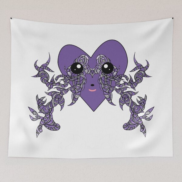 Item preview, Purple heart and plants, original illustration designed and sold by Stéphane  Thirion.