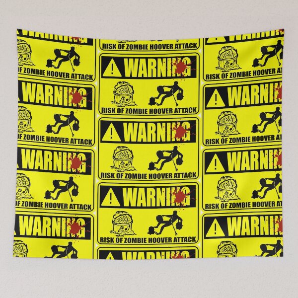 Item preview, zombie hoover attack warning sign funny design designed and sold by PabsCellaneous.