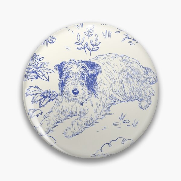 Item preview, Country Dogs Toile with Collie, Aussie and Jack Russell Terrier in Blue and White designed and sold by vinpauld.