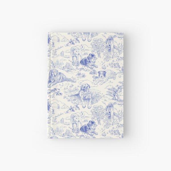 Item preview, Country Dogs Toile with Collie, Aussie and Jack Russell Terrier in Blue and White designed and sold by vinpauld.