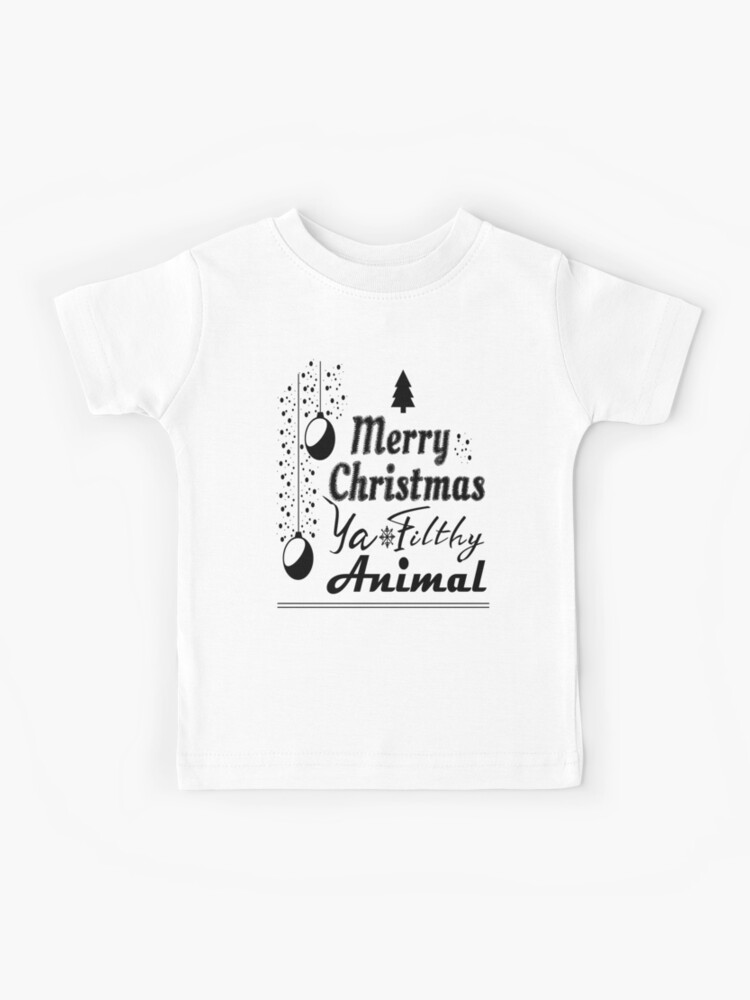 Merry Christmas Filthy Animal Black Sleeves Baseball Tee