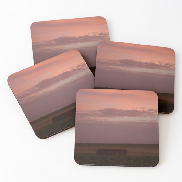 Item preview, Colorful Sunrise country scenic hay field pink pastel green lavender purple designed and sold by DBFineArtPhoto.