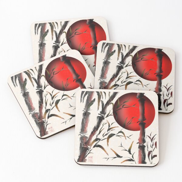 Item preview, Sumie bamboo forest with a red rising sun designed and sold by CuisineCat.