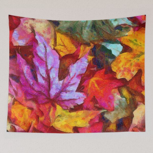 Item preview,  Painted  red, orange and yellow maple leaves in impressionist style  designed and sold by AnnaMelekhina.
