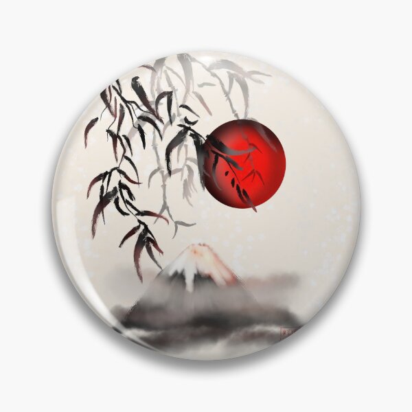 Item preview, Sumi-e mount fuji and a red rising sun designed and sold by CuisineCat.