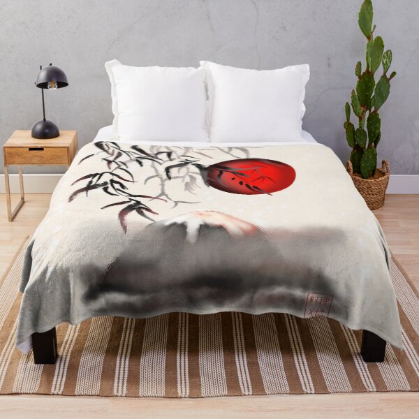 Item preview, Sumi-e mount fuji and a red rising sun designed and sold by CuisineCat.