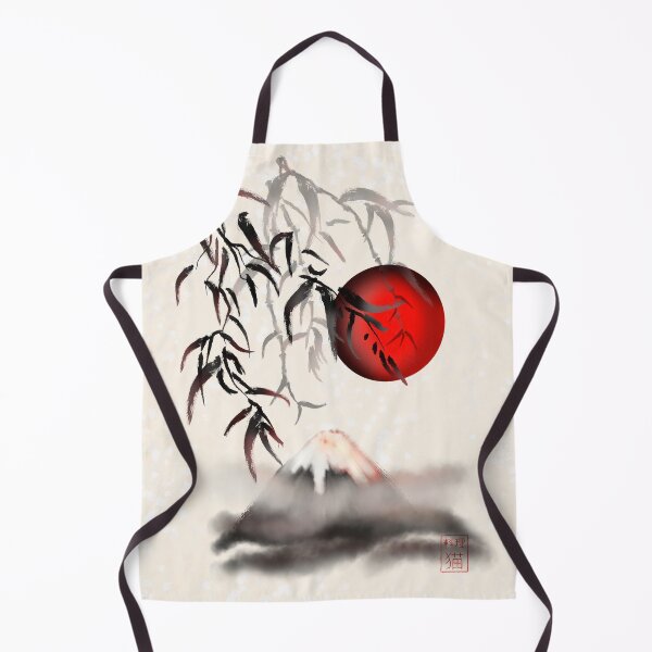 Item preview, Sumi-e mount fuji and a red rising sun designed and sold by CuisineCat.