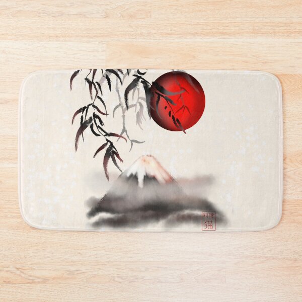 Item preview, Sumi-e mount fuji and a red rising sun designed and sold by CuisineCat.