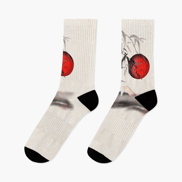 Item preview, Sumi-e mount fuji and a red rising sun designed and sold by CuisineCat.