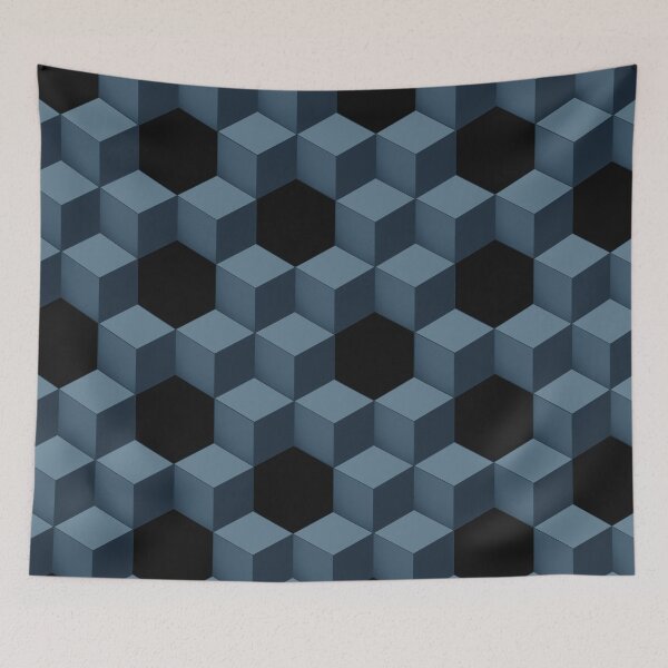 Item preview, Simple 3D blue cubes pattern designed and sold by holdmypixels.