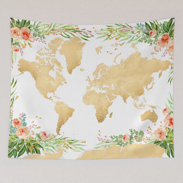 Item preview, Floral bohemian world map, Blythe designed and sold by blursbyai.