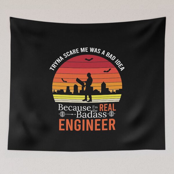 Item preview, Funny Retro Halloween Bad ass Engineer t shirt design designed and sold by anins-azuree.