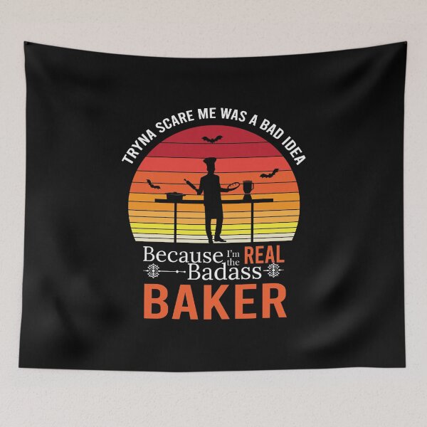 Item preview, Funny Retro Halloween Bad ass Baker t shirt design designed and sold by anins-azuree.