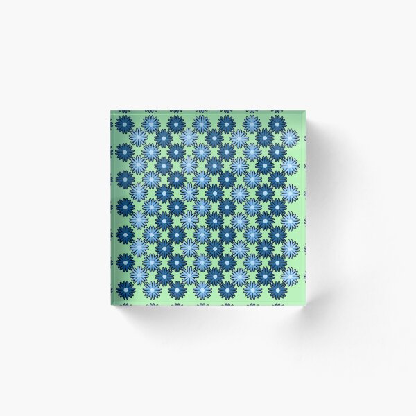 Item preview, Blue flower pattern on green background, flowers graphic illustration designed and sold by Stéphane  Thirion.