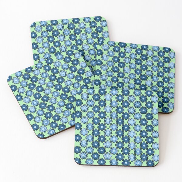 Item preview, Blue flower pattern on green background, flowers graphic illustration designed and sold by Stéphane  Thirion.