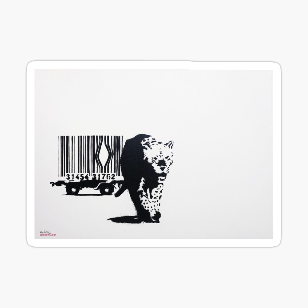 Banksy Barcode Tiger Leopard Stencil Art 