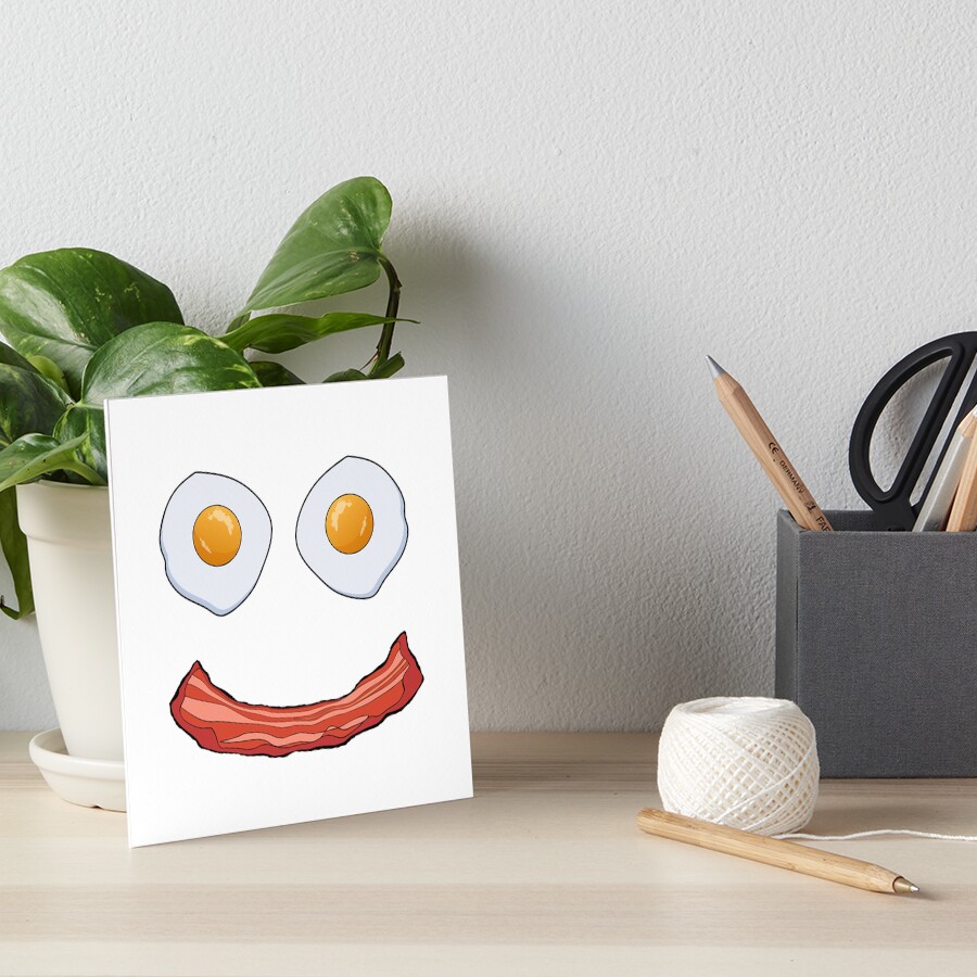 "Bacon and Eggs Breakfast Smiley Face" Art Board Print by marham19