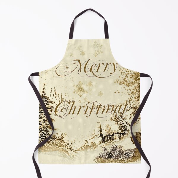 Item preview, Merry Christmas Vintage Gold Winter Landscape   designed and sold by GittaG74.