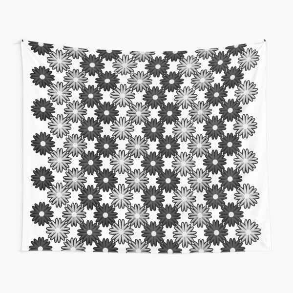 Black and white flower pattern, flowers graphic illustration Tapestry
