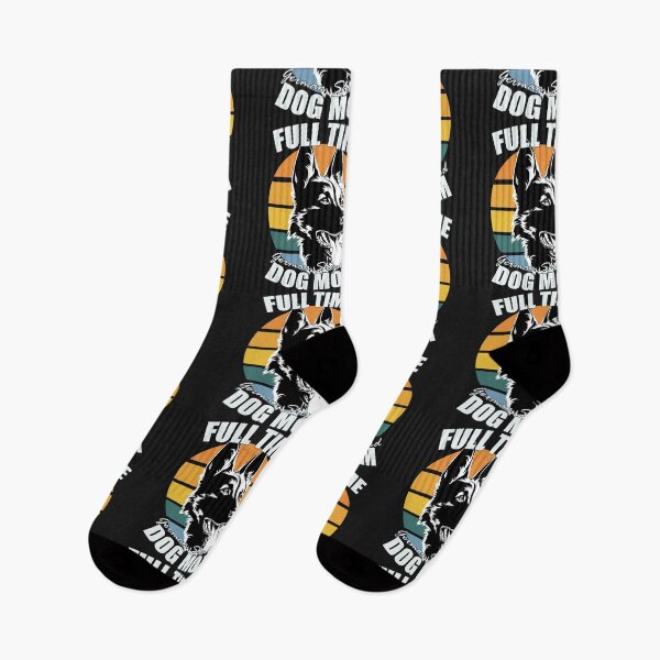 Item preview, Full Time Dog Mom- German Shepherd Black and White Silhouette- Retro Vintage Sunset designed and sold by EvaWolf.