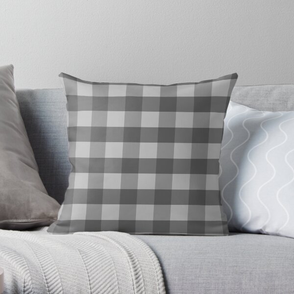 All Medium Gray Buffalo Plaid Pattern Throw Pillow