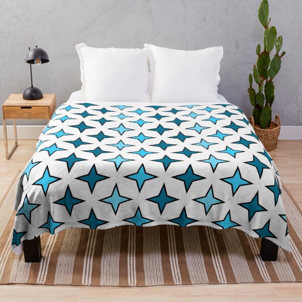 Motif étoiles bleu sur fond blanc, composition motif étoile Plaid