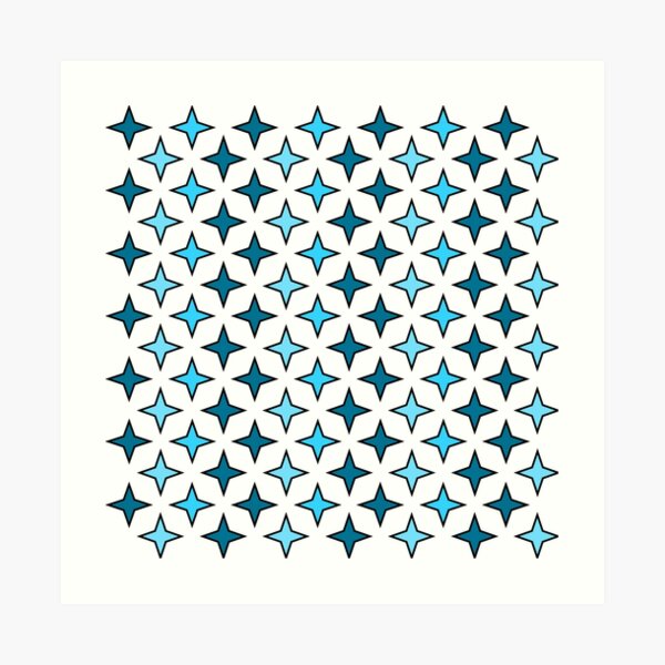 Blue star pattern on white background, star pattern composition Art Print