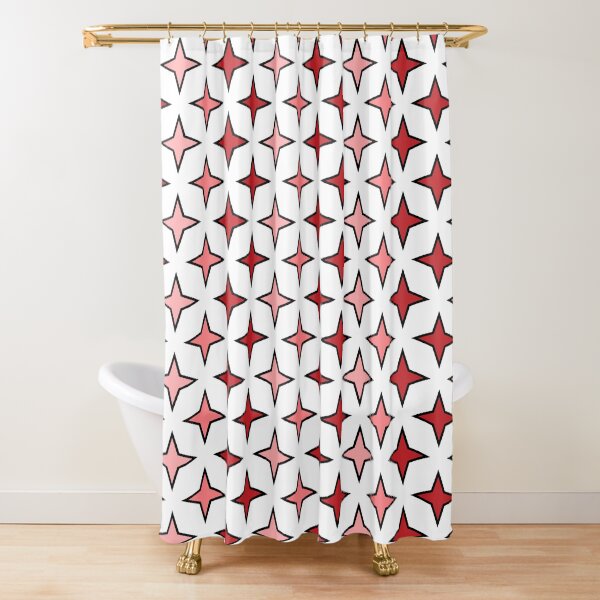MOTIF ÉTOILE ROUGE fond blanc Rideau de douche